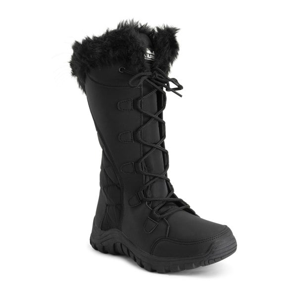 VIVA Women's Quilted Lace Up Waterproof Black Outdoor Cuff Snow Rain Boot