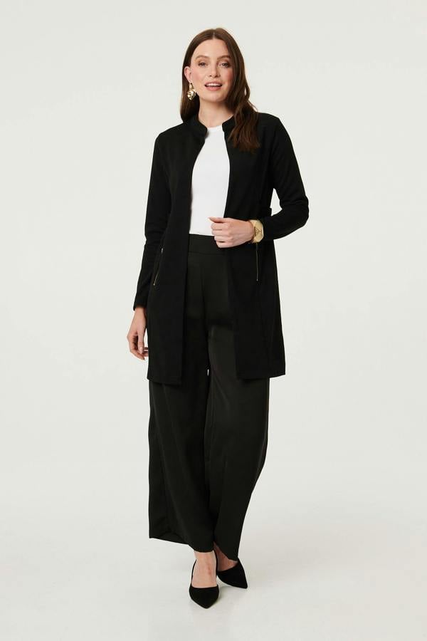 Black | Open Front Longline Coatigan
