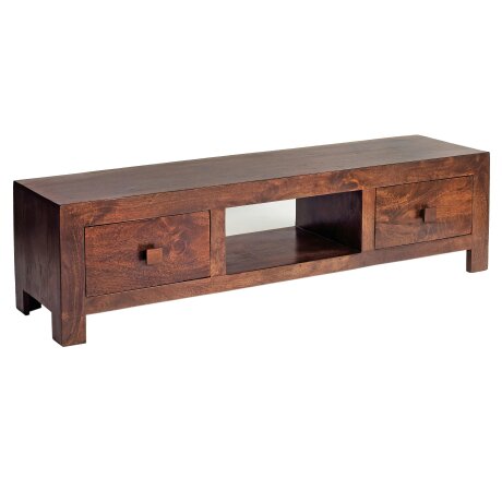 Wyld Haus Phuket Dark Mango Wood TV Media Unit 2 Drawers 1 Open Shelf