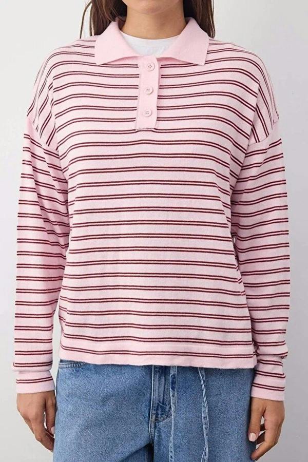WOVCOR Loose Fit Striped Knit Sweater