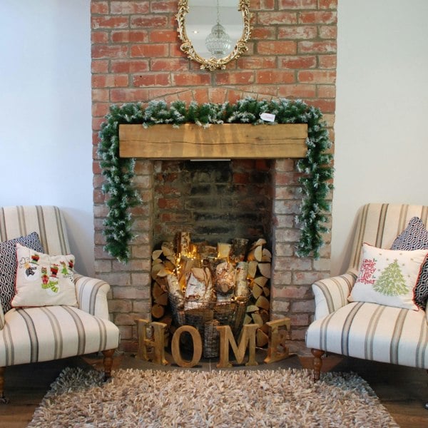 Samuel Alexander 270cm (9ft) x 25cm Snow Tipped Green Christmas Garland Decoration for Stairs, Fireplaces, Wall, Door