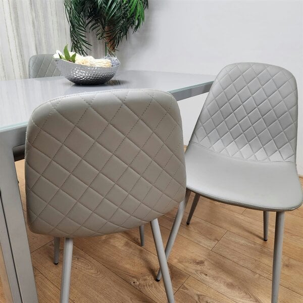 Kosy Koala Glass Dining table and 4 grey leather chairs  Grey Glass Table And 4 Chairs kitchen dining room furniture