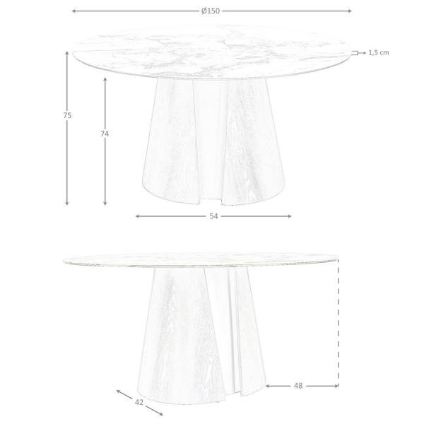 Angel Cerdá Round dining table in porcelain marble, dark ash oak and silver-coloured wood 1201
