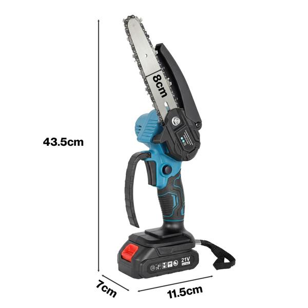 Traderight Mini Chainsaw Cordless 6In and 8In Dual Bar Garden Pruning Black Blue