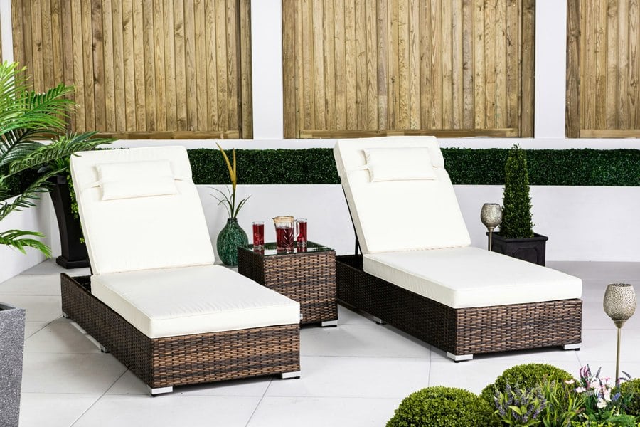 Giardino Set of 2 Sun Loungers & Table Set