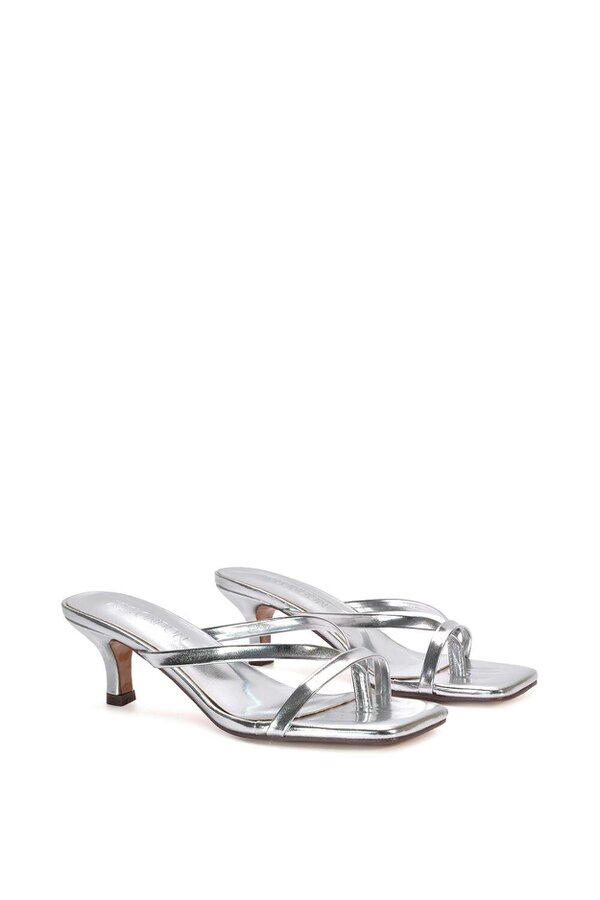 XY LONDON Kitten Heel Sandal Mules With Toe Post