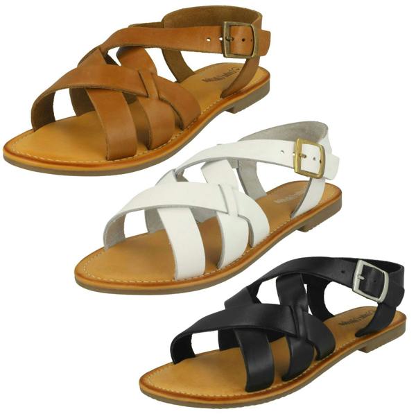 Leather Collection Ladies Leather Collection Buckle Slingback Sandals F00229