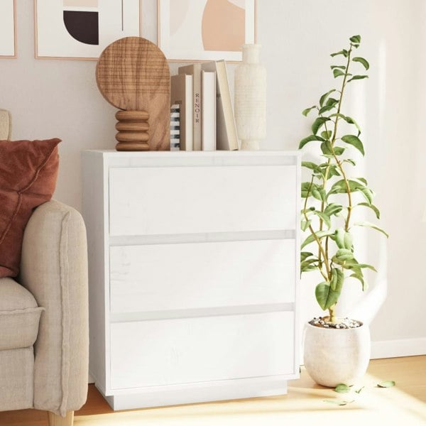 Berkfield Sideboard White 60x34x75 cm Solid Wood Pine