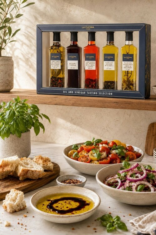 Kimm and Miller La Cucina 5 Pack Infused Oil and Vinegar Tasting Gift Set