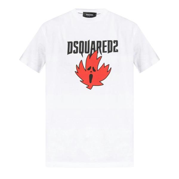 DSquared2 Mens Ghost Maple Leaf Cool Fit T-Shirt - White - 