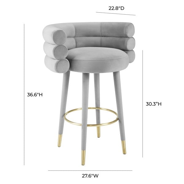 Furniture Edit Betty Grey Velvet Barstool