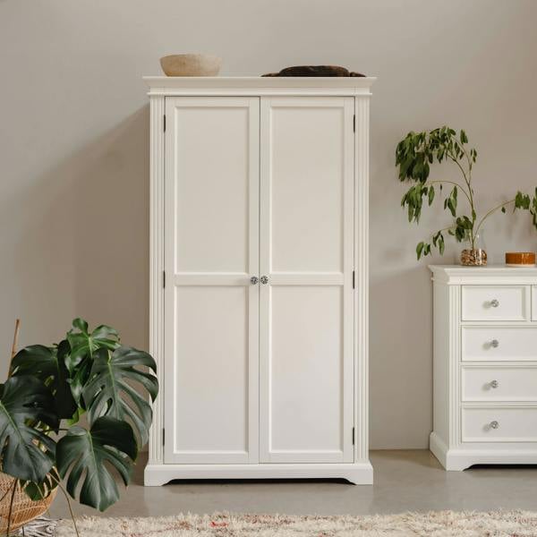Statement Furniture Gainsborough White Two Door Wardrobe with Crystal Handles