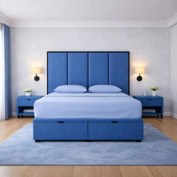 Great British Beds Emma Headboard with Contrast Border Divan Ottoman Bed