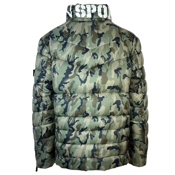 Plein Sport Padded Bold Logo Jacket - Camo Green