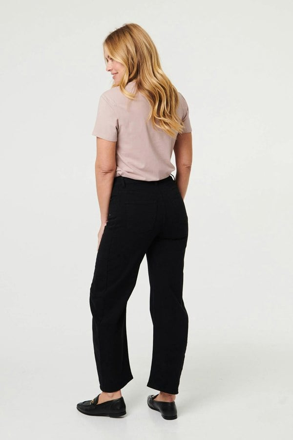Black | High Waist Wide Barrel Fit Jeans

