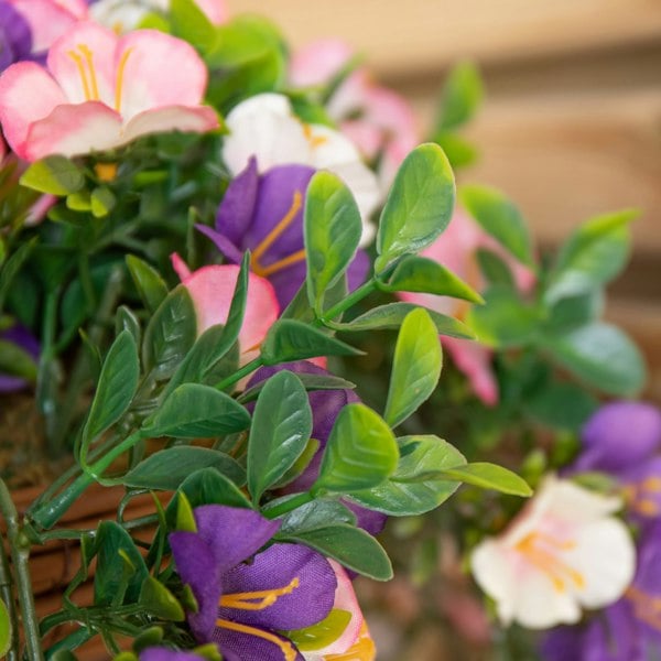 Samuel Alexander Large Outdoor Artificial Hanging Flower Basket with Petunias and Removable Chain