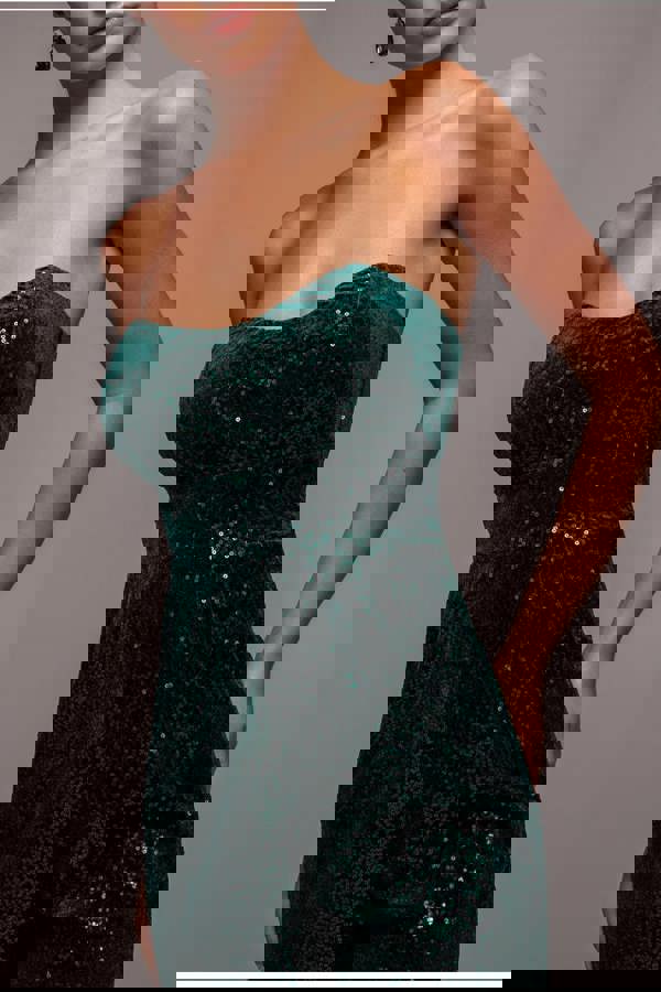 Sequin & Velvet Corset Jumpsuit - Emerald Green TR365