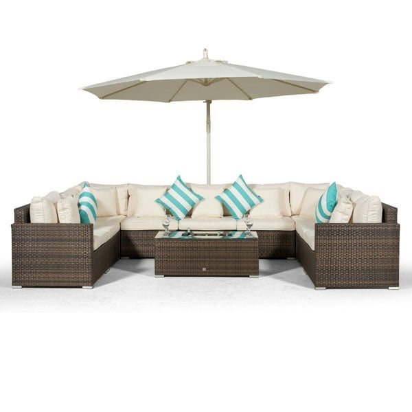 Giardino Havana 9 Seat Rattan Garden Sofa Set with Large Ice Bucket Coffee Table