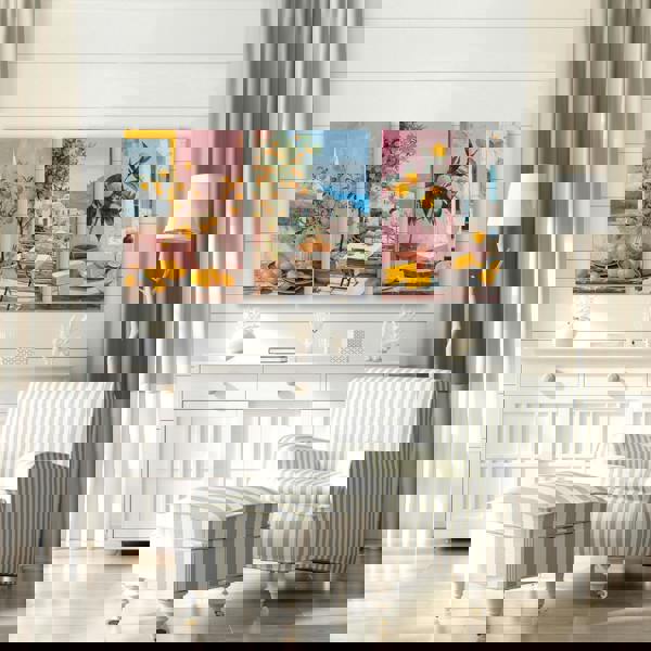 Large Canvas For Living Room | Set of 3 Italian Lifestyle Wall art Prints