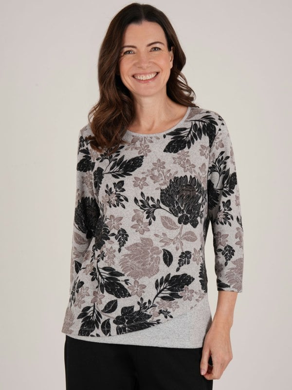 TIGI-Wear Printed Curved Hem Top