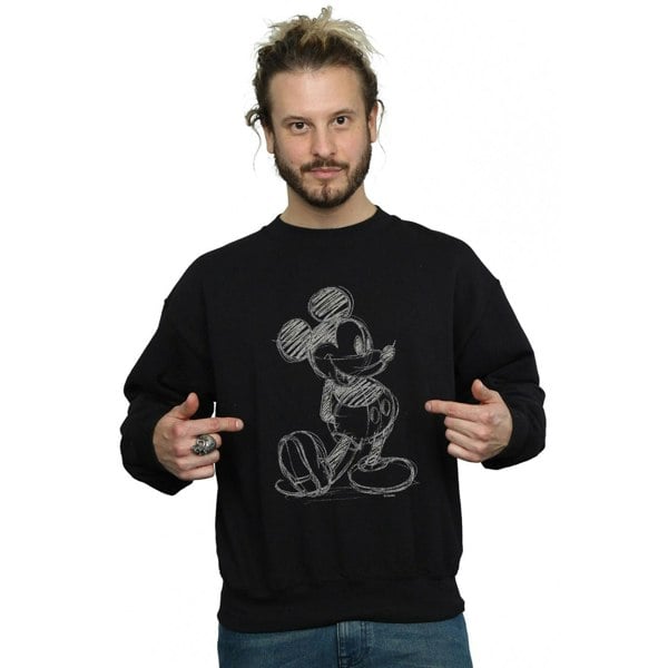 Disney Mens Mickey Mouse Sketch Kick Sweatshirt - Black