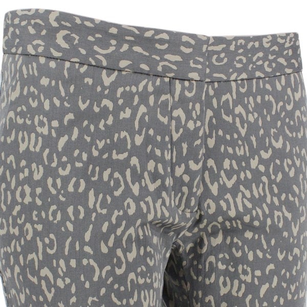 Stella McCartney luxurious tailored slim fit trousers in a mid-grey and cream leopard jacquard fabric