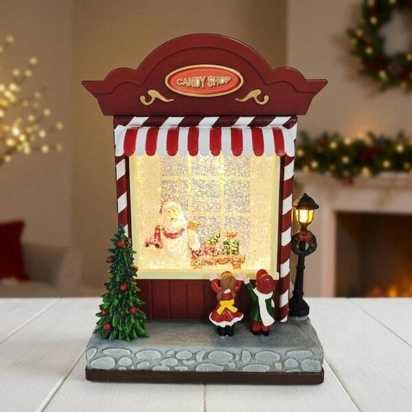 Garden Greatness Red Santa's Sweet Shop Illuminated Snow Globe
