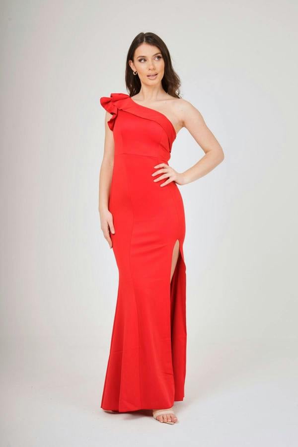 LuvForever Frilled One Shoulder Maxi Dress