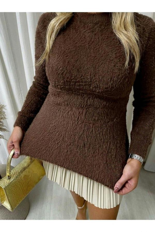 ikrush Stella Fitted Long Sleeve Fluffy Knitted Top