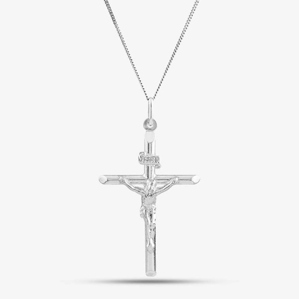T. H. Baker Sterling Silver Large Crucifix Necklace 8.64.2183
