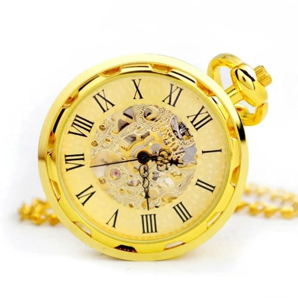 TruClothing Mechanical Skeleton Open Face Pocket Watch