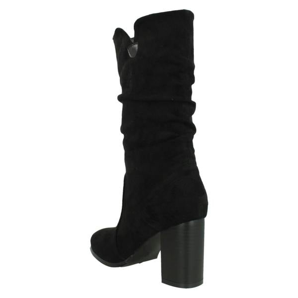 Spot On Ladies Spot On High Heel Rouched Leg Boots F51218
