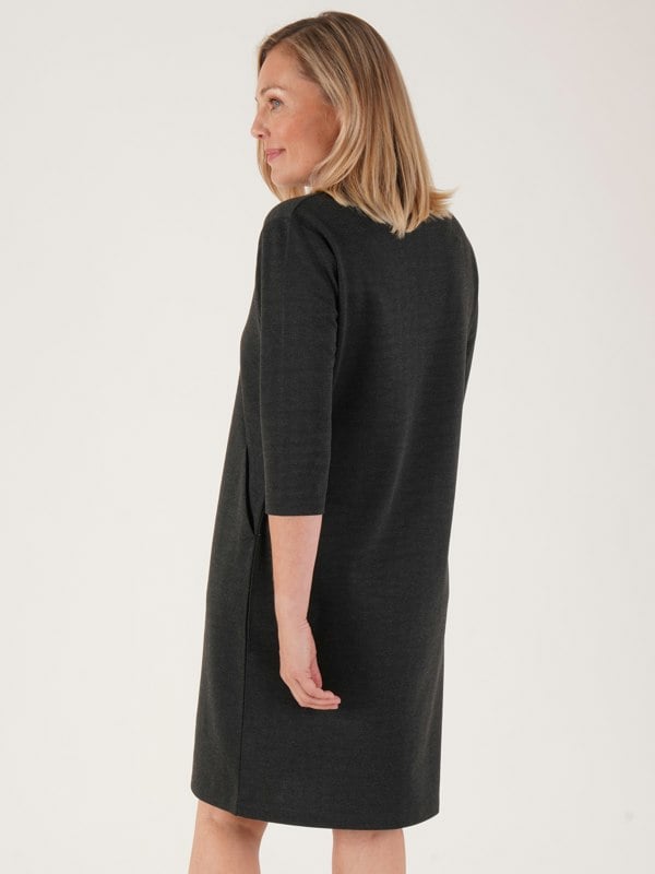 PennyPlain High Back V-neckline Dress - Charcoal