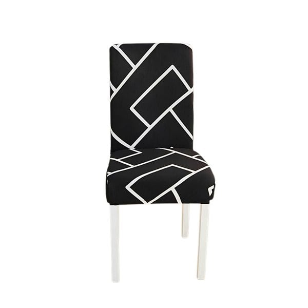 Anyhouz Anyseat Chair Cover Black Square Lattice Design Elastic Slipcover Dining Decor