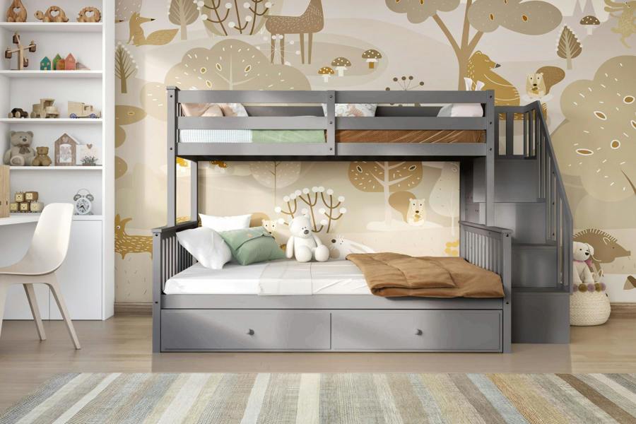 Flair Tag Triple Staircase Bunk Bed with Trundle