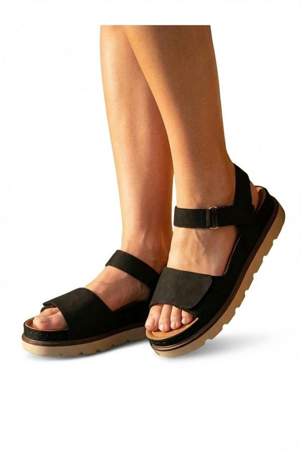 Isla Platform Velcro Sandal - Black_wb