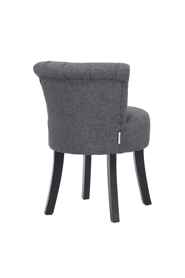 Living and Home Grey Linen Button Tufted Upholstered Stool for Dressing Table