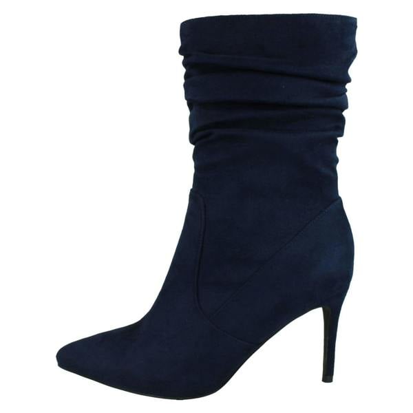 Spot On Ladies Spot On High Heel Rouched Leg Calf Boots F51232