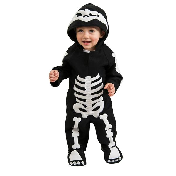 Bristol Novelty Boys Skeleton All-In-One Halloween Costume - Black/White - 