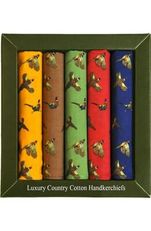 Soprano Ties Boxed Pheasant Handkerchiefs (Pack 5)