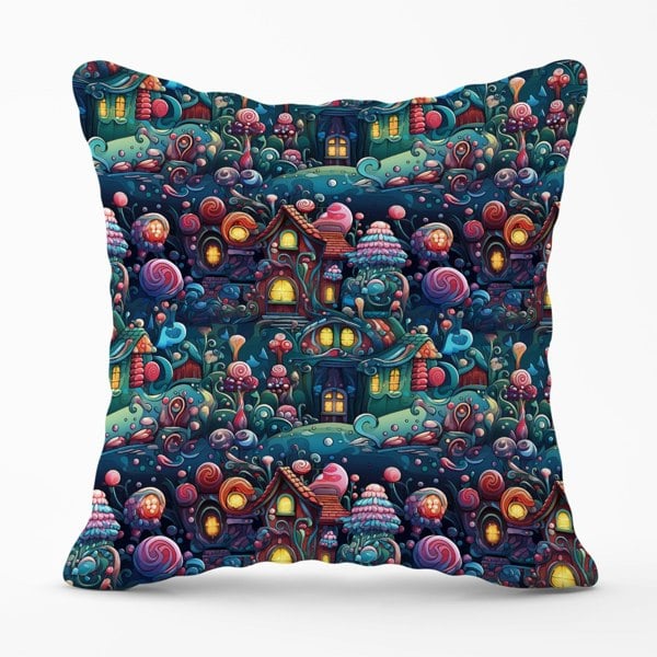 Warren Reed Whimsical Gingerbread House Pattern Cushions