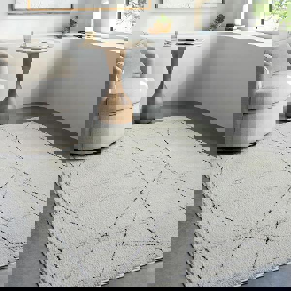 Livabliss Galey Alix Architect-Modern Ivory Black Graphic High Pile Rug