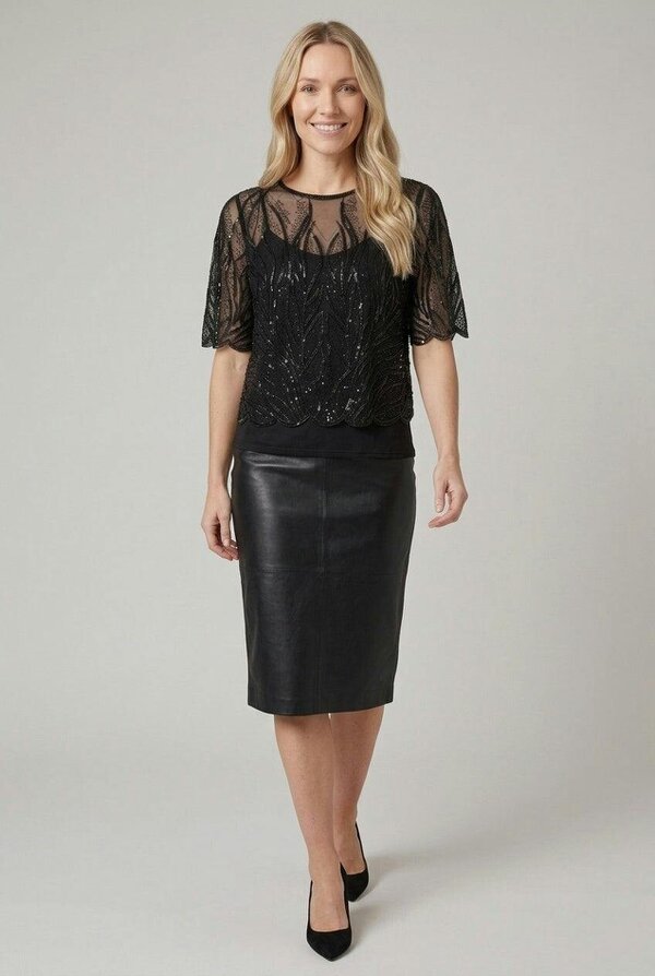 Izabel London Sequin Embellished Semi Sheer Top