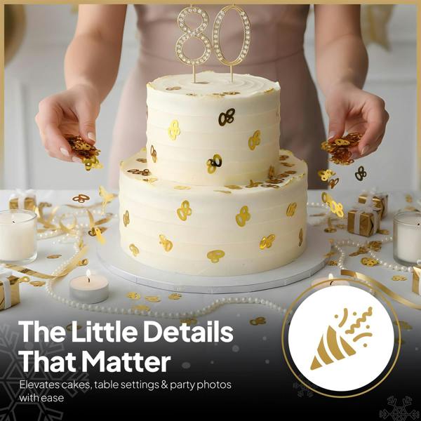 80th Birthday Gold Foil Confetti Family Pack for Table Decor and Celebration Displays image 4
