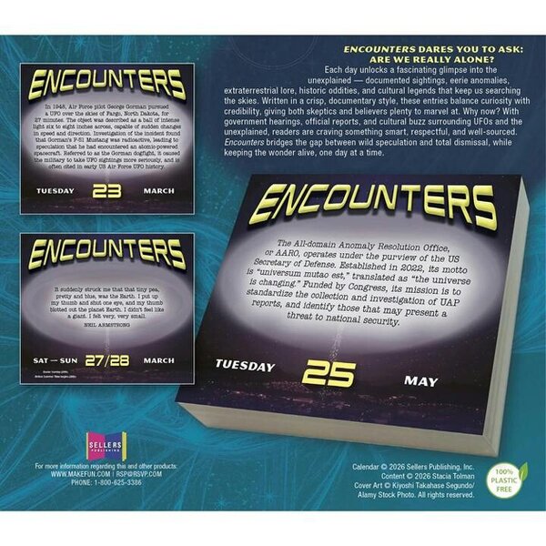 Encounters Desk Calendar 2027, Desk Calendars, Day To View, History & Literature, Gift