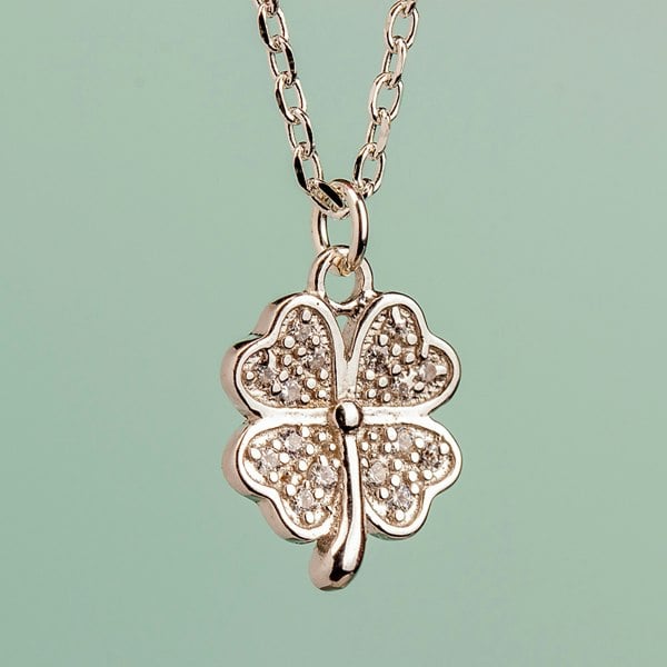 Crystal Clover Necklace - Sterling Silver - MYLEE London