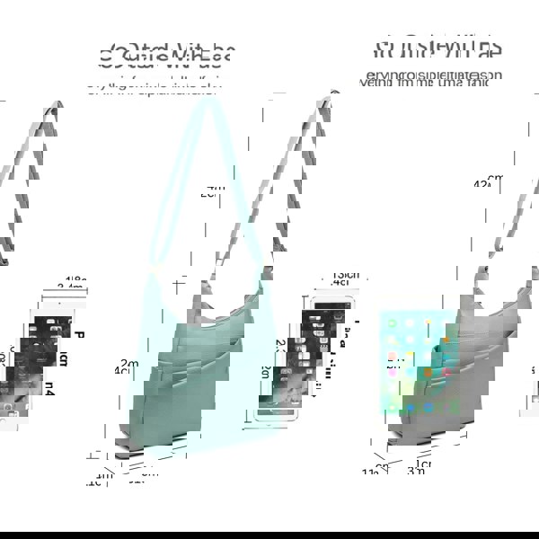 Pluspup Shoulder Bag with Multiple Compartments and Zipper Closure