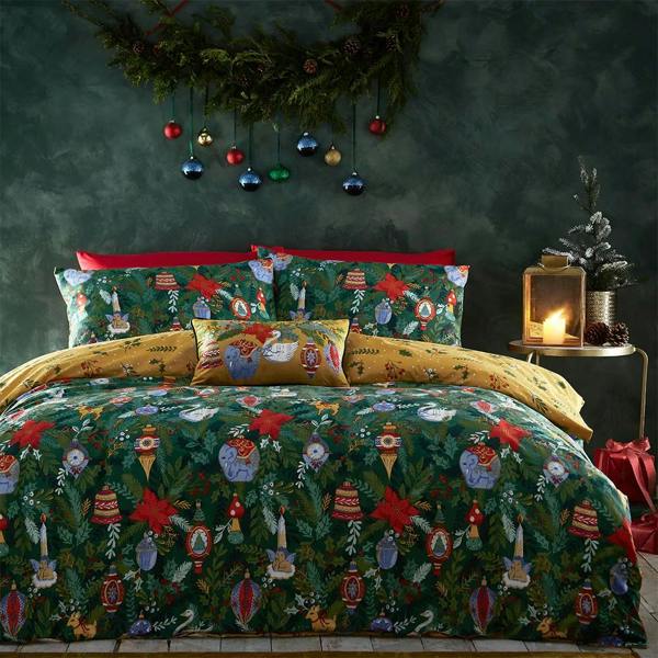 Furn Deck The Halls Christmas Duvet Cover Set - Pine Green