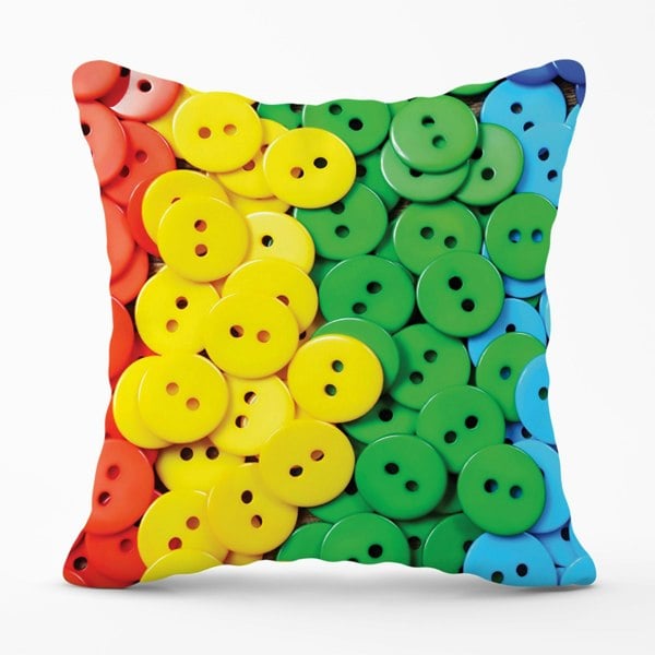 Warren Reed Colourful Buttons Pattern Cushions