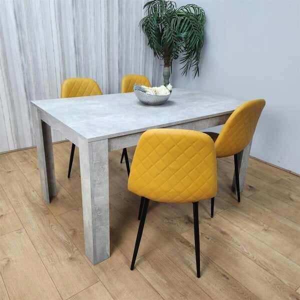 Kosy Koala Wooden Rectangle Dining Table Sets with Set of 4 Chairs, Grey and Mustard